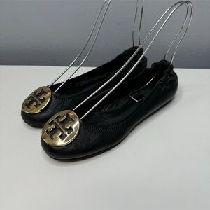 TORY BURCH black leather minnie ballet flats size 7